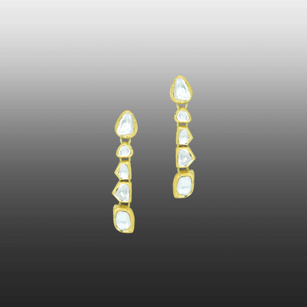 Earrings with Linear Polki and Irregular Shapes